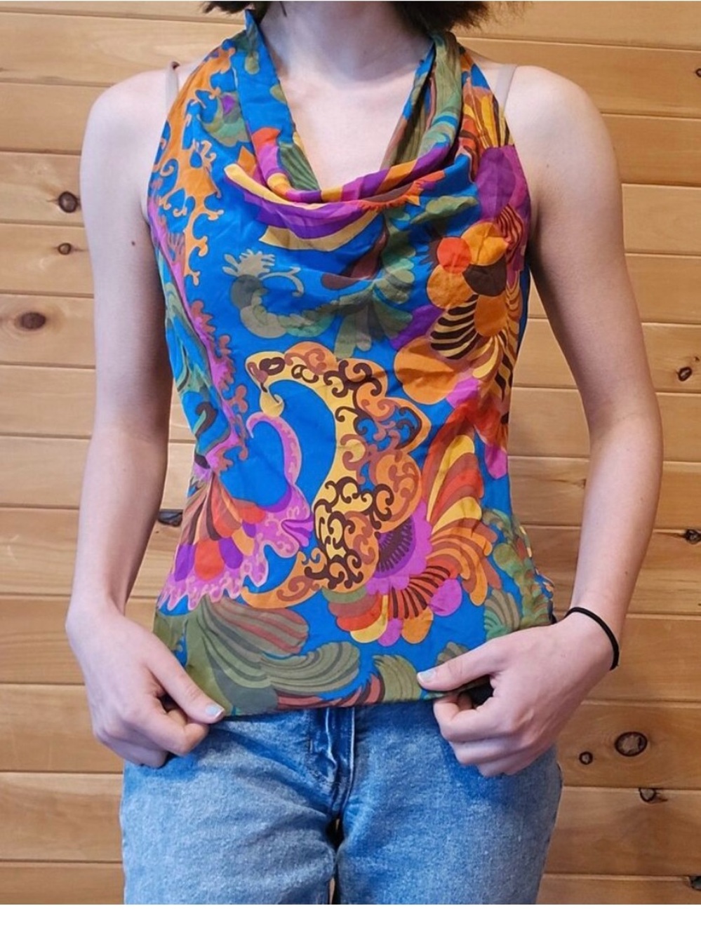 Trina Turk Banana Republic Multicolor Cowl Neck Camisole Silk